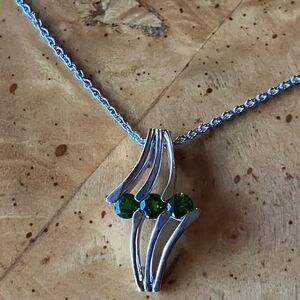 Natural Chrome Diopside Sterling Silver Pendant